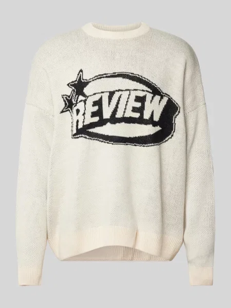 Sweter z dzianiny z nadrukiem z logo Review