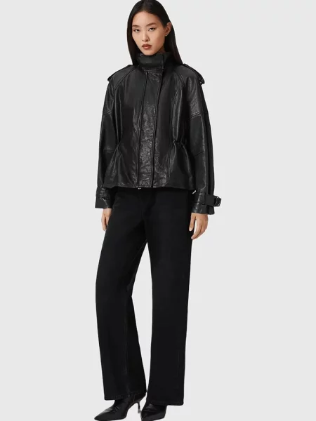 AllSaints geacă de piele de tranziție negru