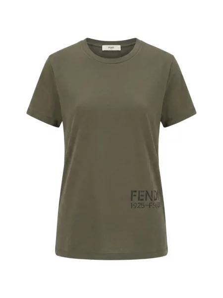 Tricou Fendi cu imagine cu decolteu rotund verde