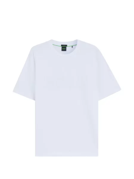 Tricou Boss stretch cu autograf alb
