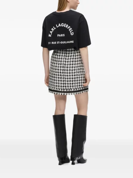 Bouclé fusta mini Karl Lagerfeld cu model pepito alb