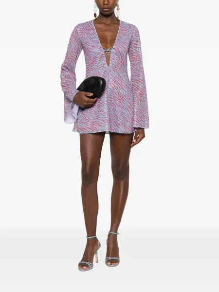 Rochie mini Oseree cu imagine cu model zebră albastru