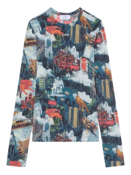 Top Off-white cu imagine lung alb