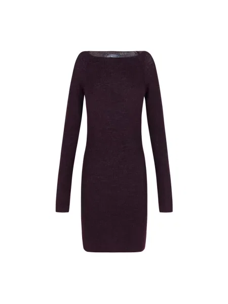 Mała sukienka mini Cortana wełniana garniturowa fioletowa