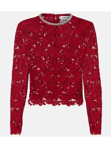 Top Self-portrait din dantelă roșu