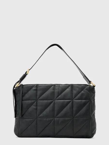 Кожена чанта AllSaints EDBURY черно