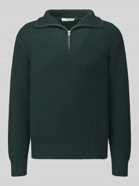 Sweter o kroju regular fit z czystej bawełny z kołnierzem zapinanym Selected