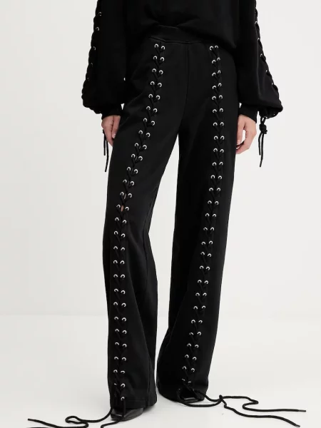 Rotate pantaloni de trening din uni negru