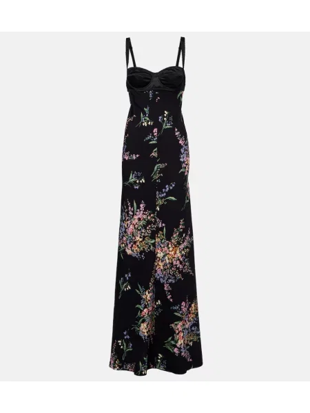 Rochie maxi Dolce&gabbana de mătase cu model floral negru