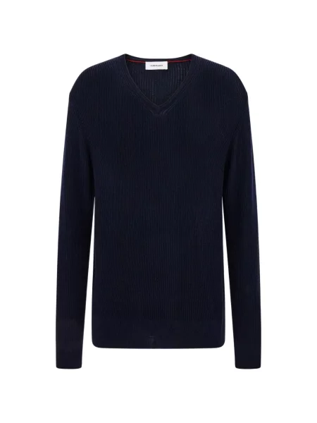 Pulover Ferragamo cu decolteu în V albastru
