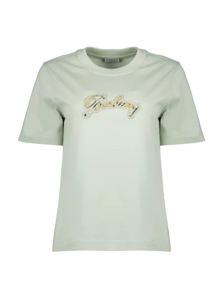 Koszulka Burberry w kratę z logo zielona