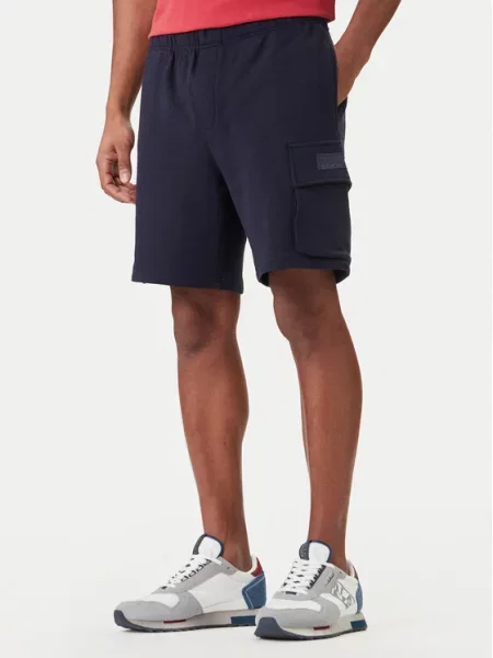 Napapijri Αθλητικό σορτς N-Box Logo Cargo Σκούρο μπλε γκρι
