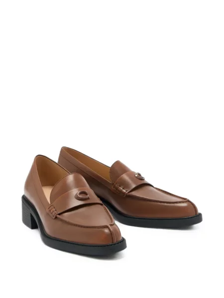 Pantofi loafer Coach din piele cu autograf maro