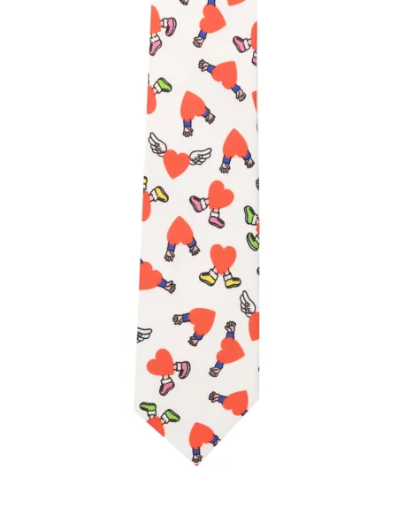 Kravata Moschino s potiskem se srdcovým vzorem bílá