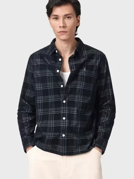 Картата сорочка Allsaints чорна