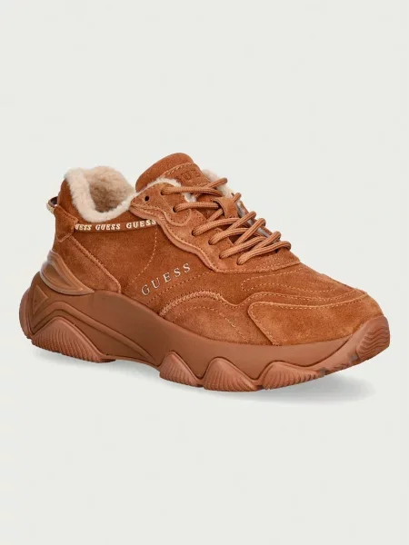 Guess sneakers pentru femei din piele întoarsă maro