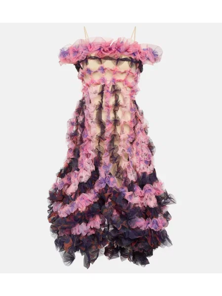 Sukienka midi Susan Fang tiulowa do kolan garniturowa