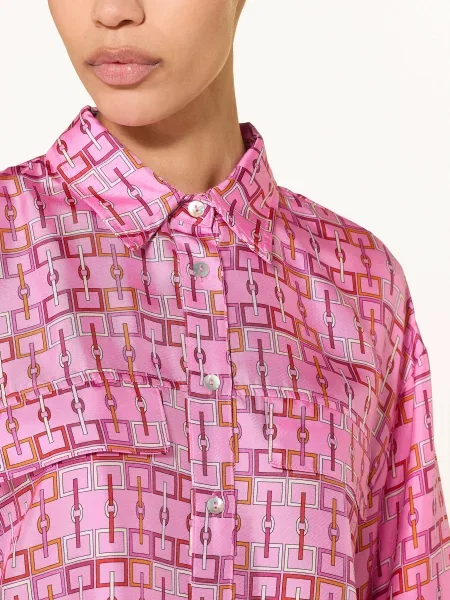 Sem Per Lei Jedwabna Bluzka Z Rękawami pink różowa