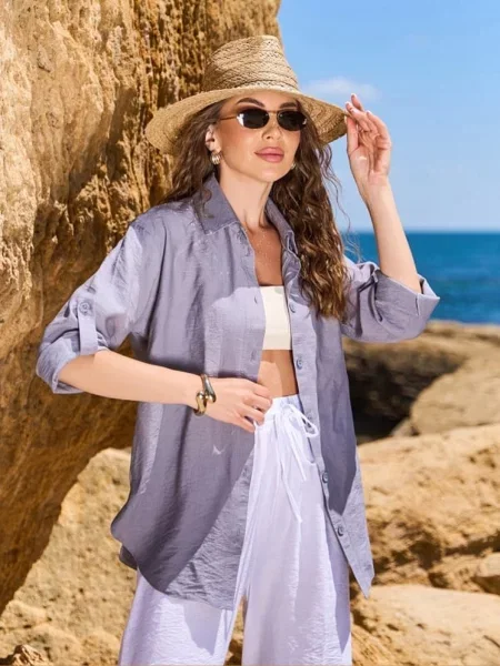 Лляна Сорочка ISSA Plus сірий