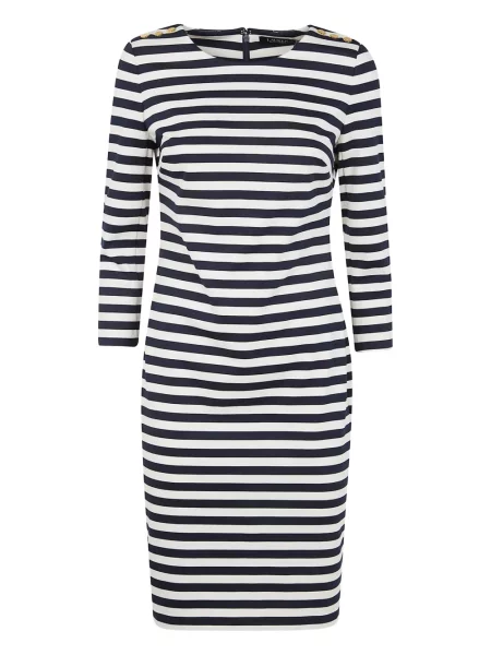 Rochie midi Lauren Ralph Lauren cu dungi până la genunchi de costum albastru