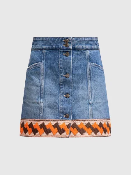 Джинсова спідниця міні з візерунком Valentino синя