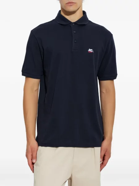 Tricou polo Etro cu broderie albastru