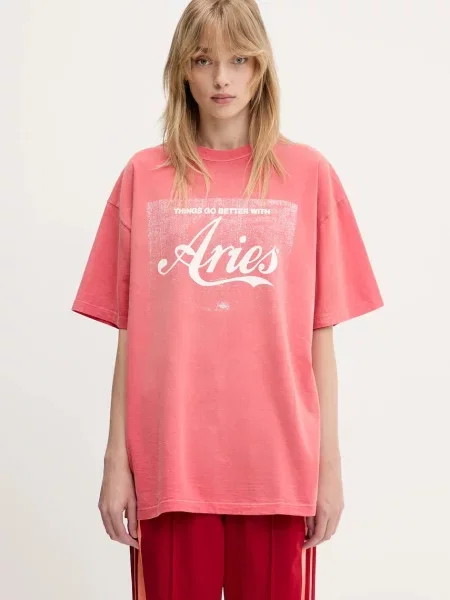 Aries t-shirt Sunbleached Cola SS Tee czerwona