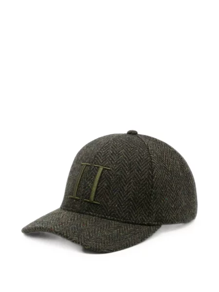 Șapcă Les Deux cu broderie cu model herringbone verde