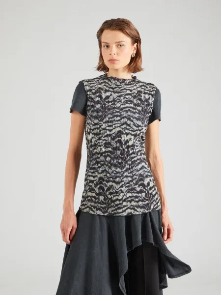 TOPSHOP Blúz világoskék / fekete / természetes fehér