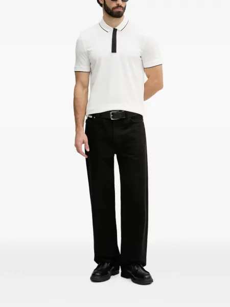 Tricou polo Armani Exchange cu autograf alb
