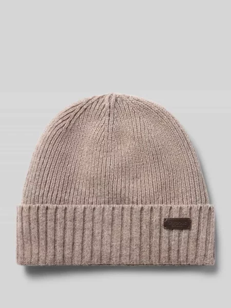 Czapka beanie z naszywką z logo Barbour beżowa