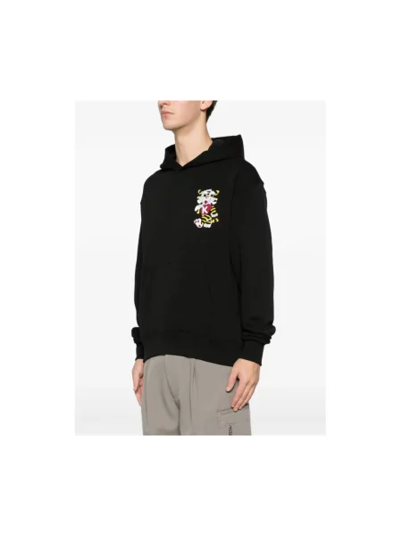 Haftowana bluza z kapturem Kenzo w tygrysie prążki czarna