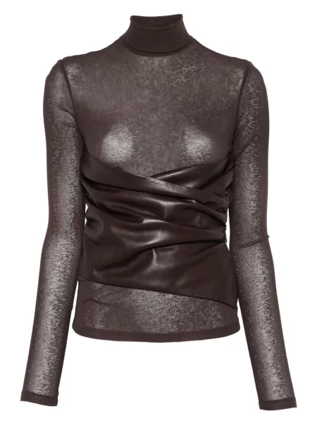 Golf bluzka Nanushka drapowana brązowa