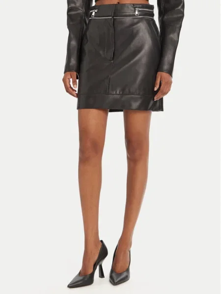 KARL LAGERFELD Fustă din imitație de piele negru
