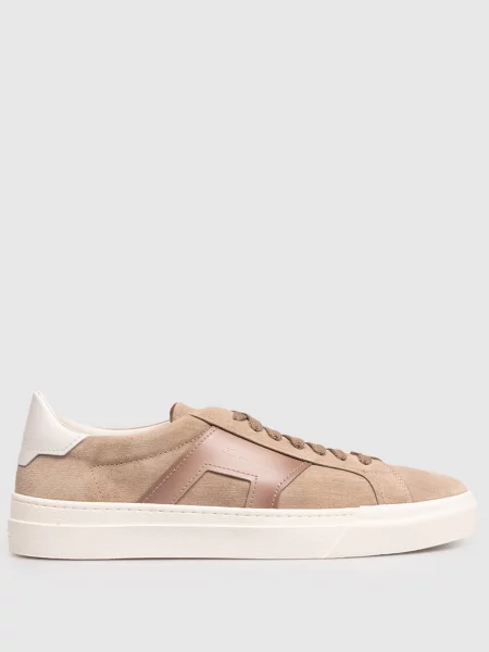 Кроссовки Santoni из нубука с принтом коричневые