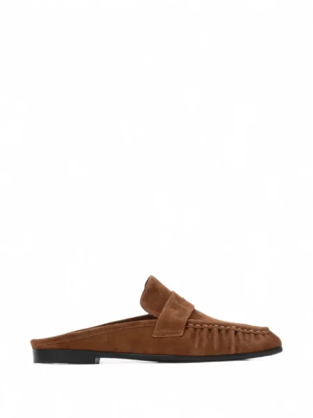 Papuci tip mules Black Suede Studio din piele de căprioară fără toc negru