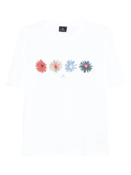 Tricou Ps Paul Smith cu model floral cu imagine alb