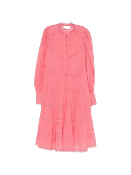 Sukienka midi Ermanno Firenze koronkowa różowa