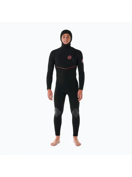 Мъжки неопренов костюм за плуване Rip Curl Flashbomb Fusion mm Hooded Zip Free black черно