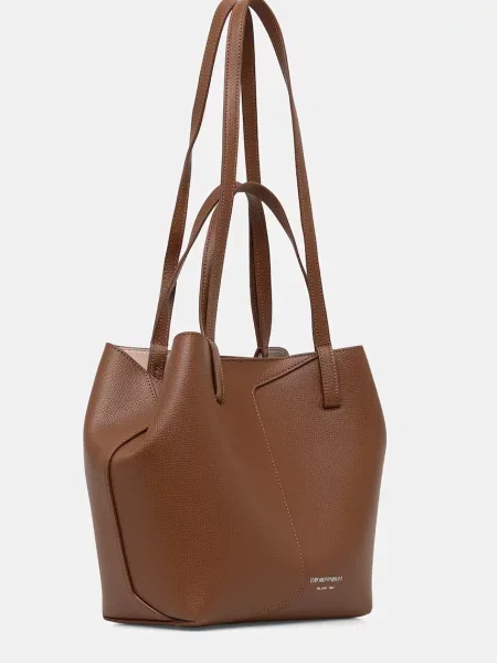Emporio Armani kabelka typu shopper dámska kožená hnedá