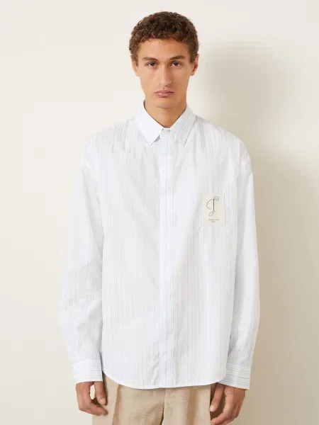 Jacquemus Košile La Chemise Simon Ml Comfort Fit tmavě modrá bílá