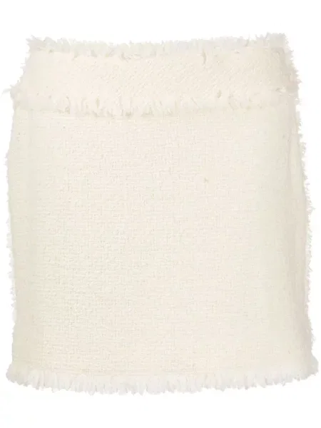 Fusta mini Alberta Ferretti din tweed alb