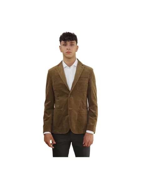 Aksamitna marynarka Atpco klasyczna brązowa