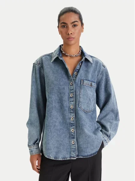 Patrizia Pepe Koszula jeansowa niebieski