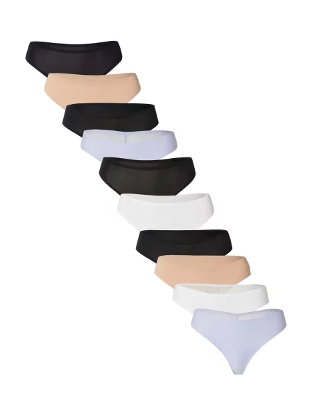 Hunkemöller Tanga bej / mov lavandă / negru alb