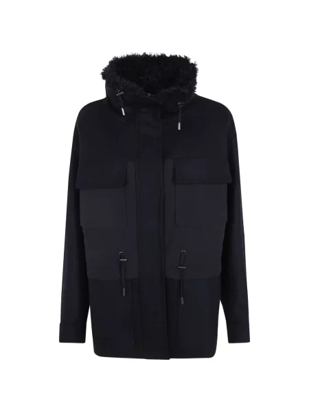 Geacă parka Mantu din piele de oaie negru