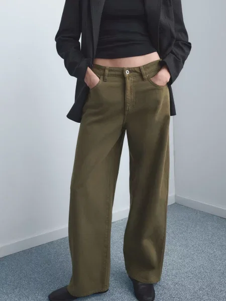 Широкі джинси MANGO хакі