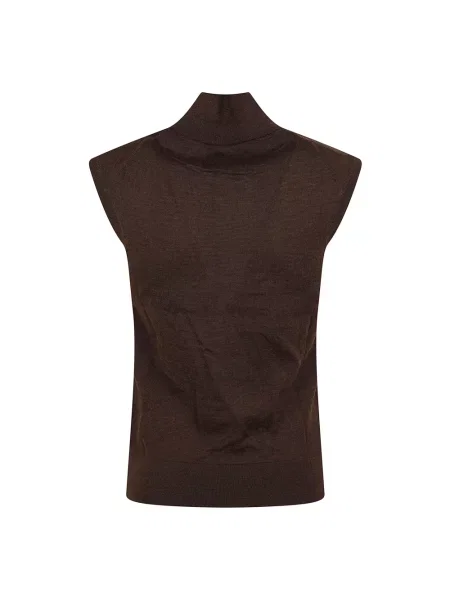 Lniany sweter z golfem Polo Ralph Lauren brązowy