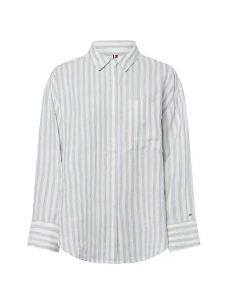 Tommy Hilfiger lniana bluzka koszulowa Kobiety len niebieski|biały w 34 biała