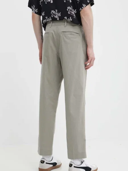 Kalhoty s příměsí lnu Abercrombie & Fitch zelená